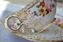 Antique Coalport Porcelain Teacup & Saucer Pattern 996 Floral Gold Gilded C. 1827