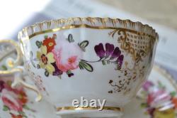 Antique Coalport Porcelain Teacup & Saucer Pattern 996 Floral Gold Gilded C. 1827