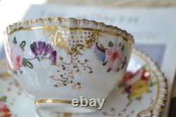 Antique Coalport Porcelain Teacup & Saucer Pattern 996 Floral Gold Gilded C. 1827