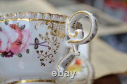 Antique Coalport Porcelain Teacup & Saucer Pattern 996 Floral Gold Gilded C. 1827