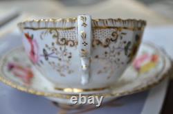 Antique Coalport Porcelain Teacup & Saucer Pattern 996 Floral Gold Gilded C. 1827