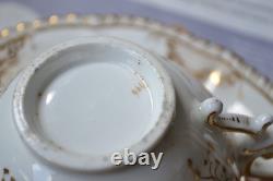 Antique Coalport Porcelain Teacup & Saucer Pattern 996 Floral Gold Gilded C. 1827