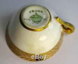 Antique Crown Staffordshire Miniature Cup, Saucer & Spoon Cobalt Blue&Gold
