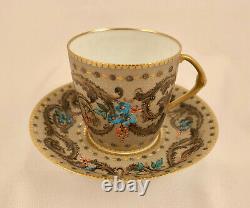 Antique Demartine Limoges Demitasse Cup & Saucer, Made for Tiffany, Moroccan