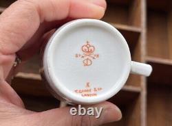 Antique Derby Hancock Stevenson Pink Rose Gilt Coffee Cup Saucer Duo Creamer