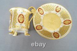 Antique Dresden Hand Painted Wilhelm I Portrait Gold & Jeweled Cup & Saucer