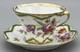 Antique Dresden Porcelain Cup And Saucer Green Rare Flower Gilded Floral
