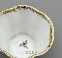 Antique Dresden Porcelain Cup and Saucer Green Rare Flower Gilded Floral