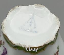 Antique Dresden Porcelain Cup and Saucer Green Rare Flower Gilded Floral