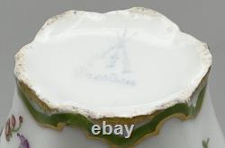 Antique Dresden Porcelain Cup and Saucer Green Rare Flower Gilded Floral