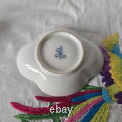 Antique Dresden Quatrefoil Cup & Saucer Turquoise Courting Couple Gilt c1900