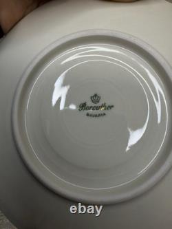 Antique Early 1900s Bavarian Porcelain Trio Cup Saucer Plate Gold Roses