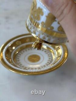 Antique Early 19thC Old Paris France Empire Cup Saucer Gold Picturesque Jeweled