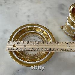 Antique Early 19thC Old Paris France Empire Cup Saucer Gold Picturesque Jeweled