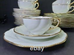 Antique Edwardian White Gold Whiteley For Aynsley Bone China Cups Saucers c1905