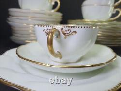 Antique Edwardian White Gold Whiteley For Aynsley Bone China Cups Saucers c1905
