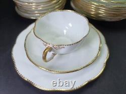 Antique Edwardian White Gold Whiteley For Aynsley Bone China Cups Saucers c1905