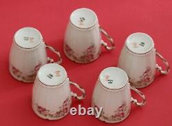 Antique Elite Works Limoges Porcelain Tea Chocolate Pot Set Cup Pink Roses Gold