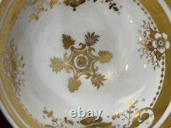 Antique English Porcelain Set of 8 Cups & Saucers w Gold Floral & Snowflake Dec