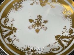 Antique English Porcelain Set of 8 Cups & Saucers w Gold Floral & Snowflake Dec