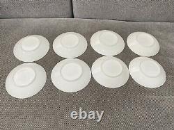 Antique English Porcelain Set of 8 Cups & Saucers w Gold Floral & Snowflake Dec