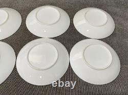 Antique English Porcelain Set of 8 Cups & Saucers w Gold Floral & Snowflake Dec