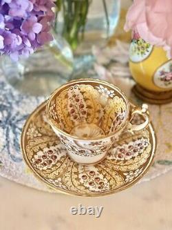 Antique English Ridgeway Hand Painted Floral Gold Cup & Saucer