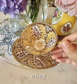 Antique English Ridgeway Hand Painted Floral Gold Cup & Saucer