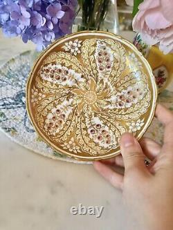 Antique English Ridgeway Hand Painted Floral Gold Cup & Saucer
