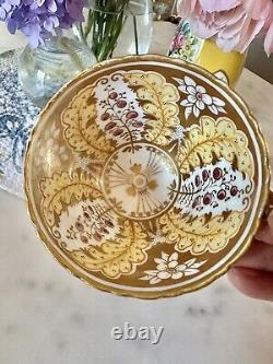 Antique English Ridgeway Hand Painted Floral Gold Cup & Saucer