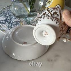 Antique English Ridgeway Hand Painted Floral Gold Cup & Saucer