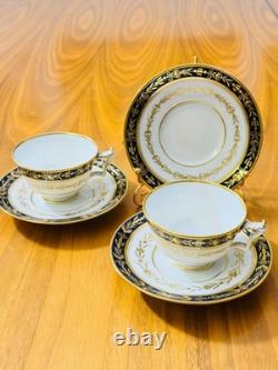 Antique Flight Barr Barr Worcester Porcelain Cups &Saucers Cobalt Blue Gold Gilt