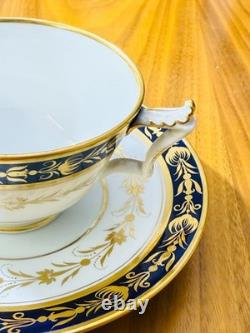 Antique Flight Barr Barr Worcester Porcelain Cups &Saucers Cobalt Blue Gold Gilt