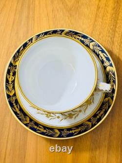 Antique Flight Barr Barr Worcester Porcelain Cups &Saucers Cobalt Blue Gold Gilt