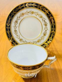 Antique Flight Barr Barr Worcester Porcelain Cups &Saucers Cobalt Blue Gold Gilt