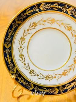 Antique Flight Barr Barr Worcester Porcelain Cups &Saucers Cobalt Blue Gold Gilt