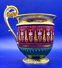 Antique French Empire Old Paris Porcelain 22K Gilded Coffee Cup and Saucer