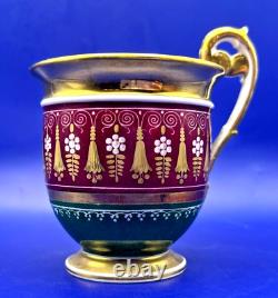 Antique French Empire Old Paris Porcelain 22K Gilded Coffee Cup and Saucer