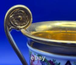 Antique French Empire Old Paris Porcelain 22K Gilded Coffee Cup and Saucer