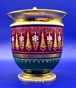Antique French Empire Old Paris Porcelain 22K Gilded Coffee Cup and Saucer