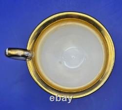 Antique French Empire Old Paris Porcelain 22K Gilded Coffee Cup and Saucer