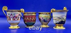 Antique French Empire Old Paris Porcelain 22K Gilded Coffee Cup and Saucer