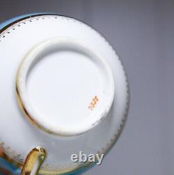 Antique French Gold Gilt Blue Porcelain Cup & Saucer with Underplate Hallmarked