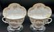 Antique French Sarreguemines Quatrefoil Cups And Saucers Gold Filigree Flowers