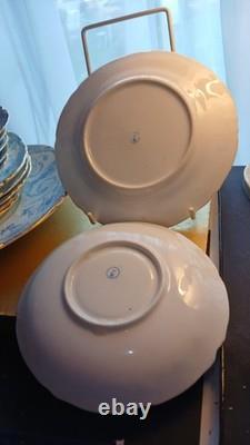 Antique GDA Limoges No 1 Blue Scroll & Gold Service. 15 Pieces