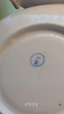 Antique GDA Limoges No 1 Blue Scroll & Gold Service. 15 Pieces