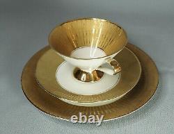 Antique German Elfenbein Bavaria Porcelain Trio Set Tea Cup Saucer Plate withGold