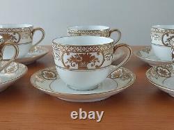 Antique Golden Baskets Noritake Japanese Teaware Set, Tea Cup & Saucer Set of 6