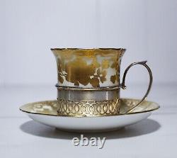 Antique HAMMERSLEY & Co. England Gold Gilt Sterling Porcelain Cup & Saucer