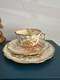 Antique Hammersley Blush Pink Gold Embossed Teacup Trio